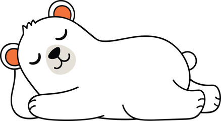 Cute Sleeping White Bear Cartoon Character Resting on Side in Adorable Relaxed Vector Style