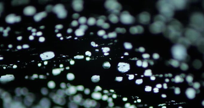 Aluminum (Al) Thin Metal Sheet Under Microscope Smooth Rotation, Metallography Research Detailed View, Light Photons Piercing Structure, Material Science Engineering, Scientific Analysis Concept
