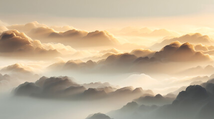 幻想的な光に包まれる雲海背景