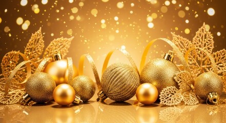 golden christmas balls