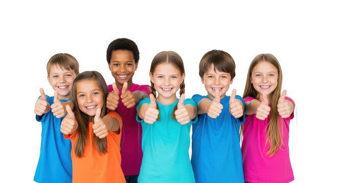 Professional happy children giving thumbs up showing children, kids, thumbs up suitable for corporate presentation, editorial - Powered by Adobe