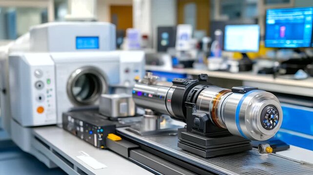 Linear accelerator facility, therapeutic oncology equipment, modern hospital laboratory, cancer therapy technology, advanced medical treatment, radiation delivery system, clinical