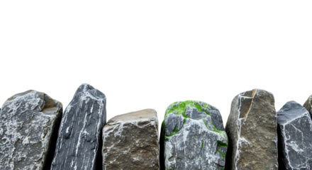 Collection of rough natural crystals isolated on transparent background