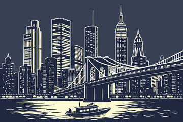 New york city skyline with brooklyn bridge