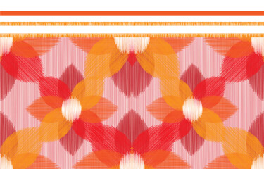 Geometric ethnic flowers oriental ikat seamless pattern traditional Design for background,carpet,wallpaper,clothing,wrapping,Batik,fabric,Vector illustration.embroidery style.