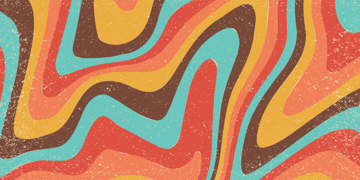 Abstract modern Retro 70s colorful sun with rays on vintage background. Groovy banner, poster or postcard. abstract decoration