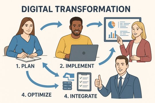Digital transformation process with diverse business team members