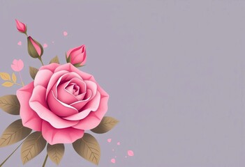 Pink rose and geometric floral vector illustration; decorative invitation card design,  rose,  birthday