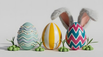 Easter eggs and bunny ears celebration