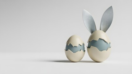 Easter bunny egg decorations with blue accents