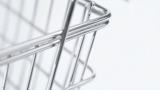 carrier. Isolated shopping cart with metallic sheen against a softly blurred white backdrop. pitch deck slides, case study pages, designed for enterprise HRIS and productivity software interfaces.