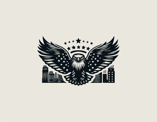 Obraz premium Urban Eagle American City black vector logo illustration