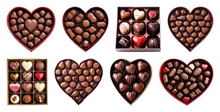 Assorted heart-shaped chocolate boxes