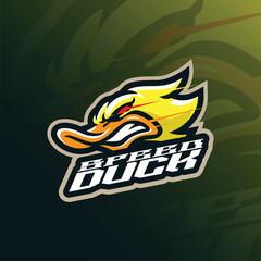 Duck mascot logo design vector. Duck head illustration for sport and esport team.