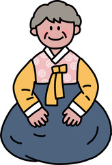 Fototapeta premium Elder in Hanbok Illustration