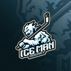 Ice man mascot logo design vector. Icemen hockey illustration for sport and esport team.