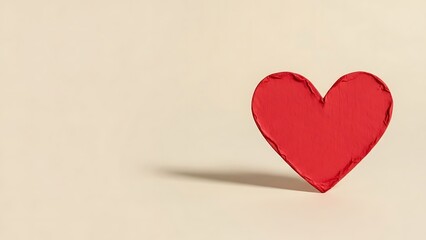 Red Heart Symbol on Beige Background for Love, Valentine's Day