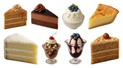 Assorted delicious desserts displayed beautifully