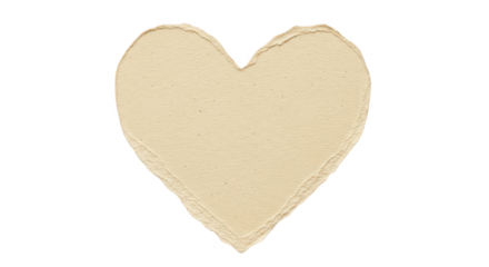 Beige fabric heart shape with rough edge isolated on white background