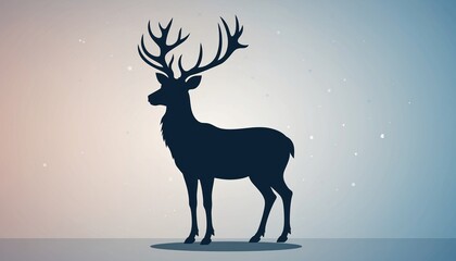 Silhouette of a majestic stag with large antlers standing against a gradient background Deer Animal Wildlife