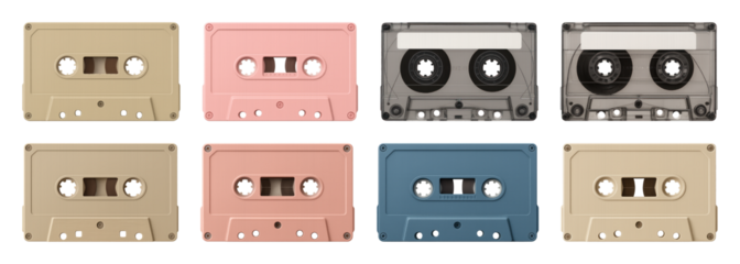 Colorful vintage cassette tapes collection