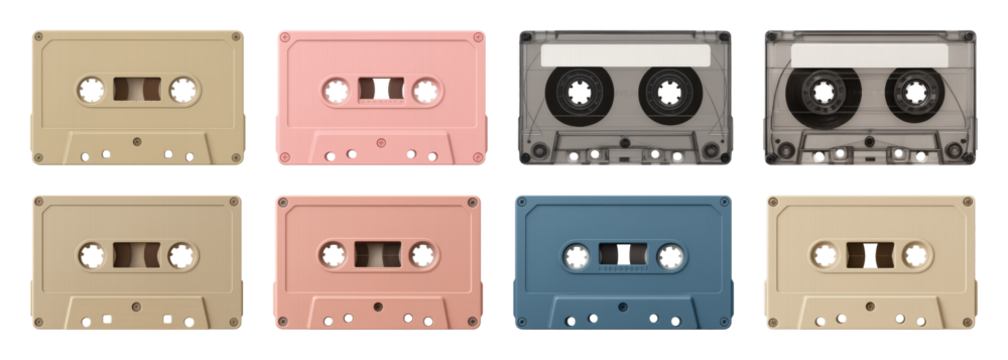 Colorful vintage cassette tapes collection
