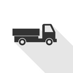 Fototapeta premium Delivery truck design long shadow icon isolated on transparent background