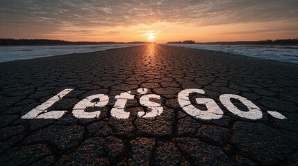 Embark on a journey of possibilities with the horizon beckoning. The cracked road whispers tales of resilience as the sun rises, signaling a time for new beginnings. Let's go!