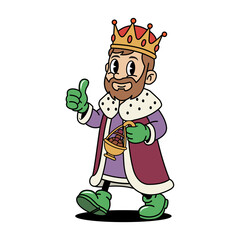 Retro Cartoon King Melchior with Incense Censer Giving Thumbs-Up Gesture