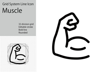 Muscle and strength icon, strength training, fitness gym logo