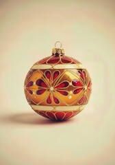 Sophisticated Jewel Tone Deep Glass Bauble with Gold Leaf Accents Luxury Ornament Isolated Premium