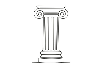 Obraz premium Classical ionic column drawing with scrolls and fluted design
