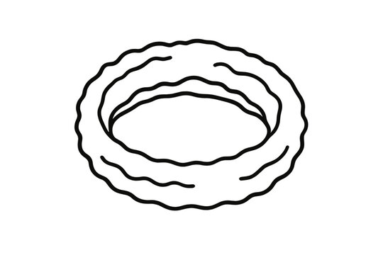 Hand-drawn circular wavy line art on white background