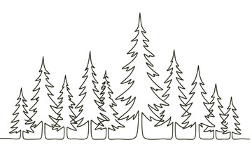 Obraz premium Abstract line art of pine tree forest silhouette