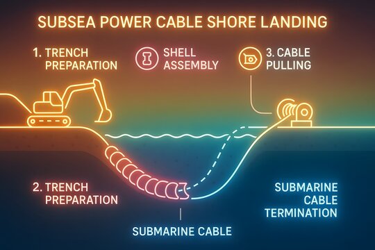 Subsea Power Cable Shore Landing Installation Process for Renewable Energy Projects