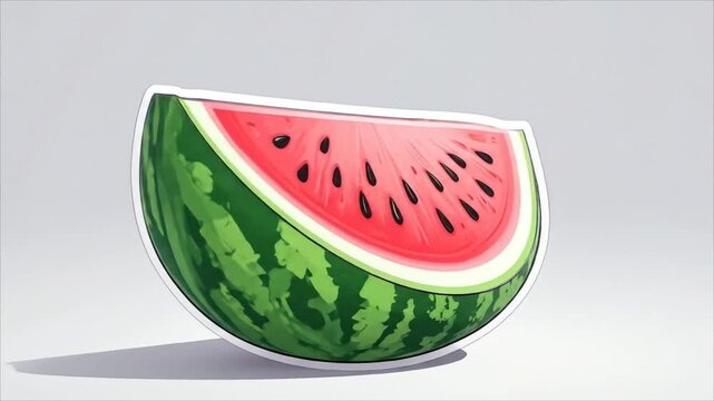 Illustration of watermelon slice isolated on white background with vibrant red and green colors perfect for design