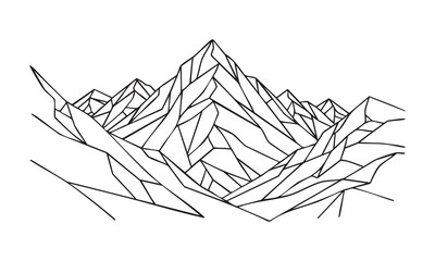 Abstract geometric mountain range line drawing illustration