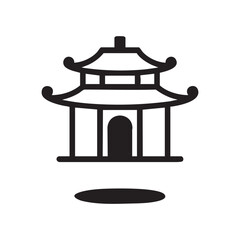 Flat Vector Icon of Traditional Asian Pagoda