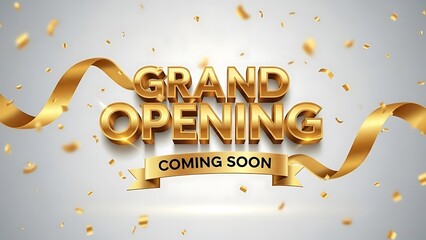 Elegant Grand Opening Celebration With Golden Text and Confetti