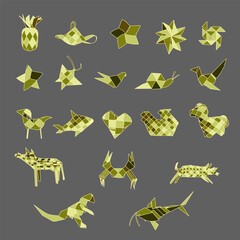 set illustration of various shapes weave wicker isolated on grey background. vector illustration