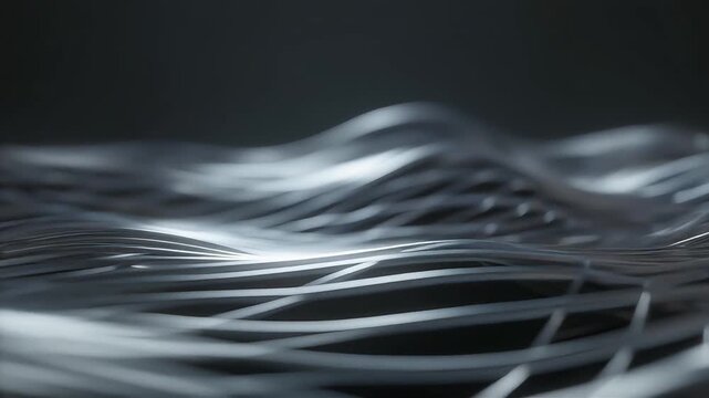 Bright silver lines weaving into rhythmic waves, offering a clean futuristic aesthetic ideal for tech visuals and modern product branding.