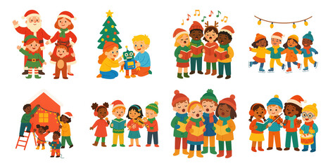 Festive children celebrating Christmas joyfully