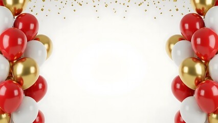 Celebration Frame with Balloons and Confetti, Party Invitation Template