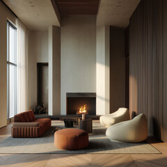 Soft geometry and tactile materials bring warmth to this modern setting 