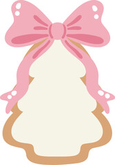 cute Christmas tree pine with ribbon gingerbread cookies biscuit vector cartoon illustration