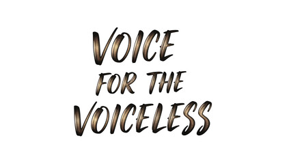 Illuminated text reads voice for the voiceless in a stylized font with a glowing effect isolated on transparent background
