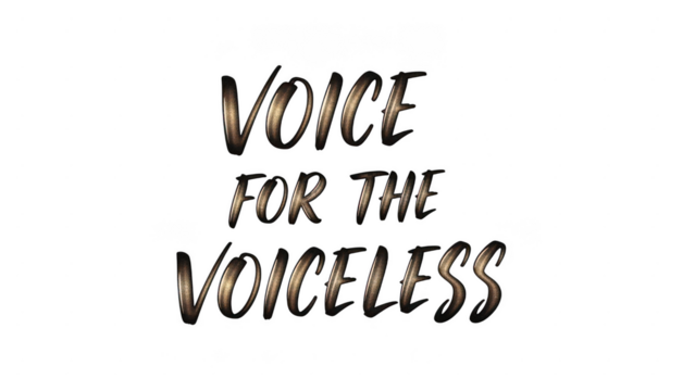 Illuminated text reads voice for the voiceless in a stylized font with a glowing effect isolated on transparent background - Powered by Adobe