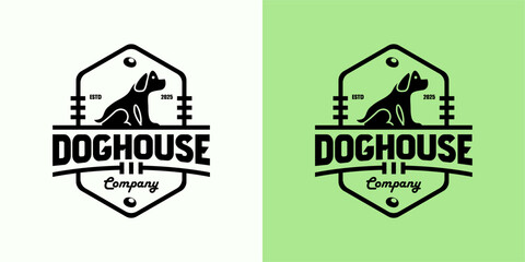 Doghouse Vintage Pet Paw Logo Emblem