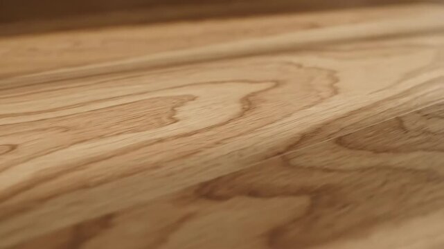 Natural Wood Grain Texture Background - A close-up shot showcases the beautiful natural grain pattern of a light brown wood surface.