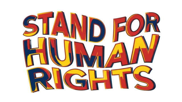 Colorful textured text stand for human rights message isolated on transparent background - Powered by Adobe